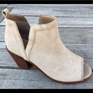 Anthropologie Perf Suede Open Toe Booties 6.5